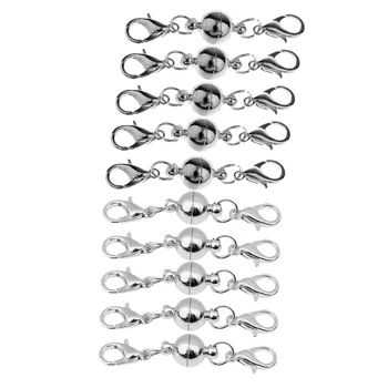 

10 Set Clasps For Jewelry Silver Tone With Lobster Claw Clasp 4&6mm