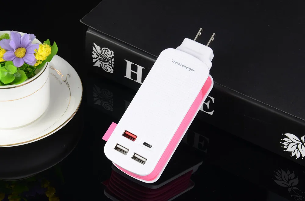 

S7 Wired QC3.0 Type-c USB 2 Port Wall Home Travel Fast Charger Adapter for HUAWEI Mate20 for samsung a5 for xiaomi mix3