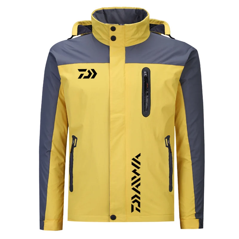 Outdoor Daiwa Fishing Clothing For Men Women Autumn Winter Waterproof Warm Fishing Jackets Patchwork Hooded Mountaineering Suits
