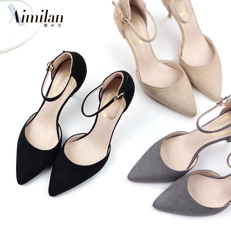 

2017 spring and summer new Korean fine with the a pointed high - heeled shoes sandals shoes small size shoes fashion