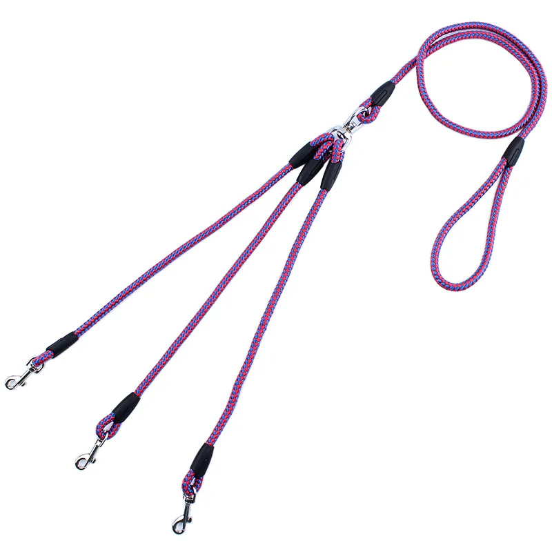 Heavy Duty 3 Way Dog Coupler Leash Splitter Triple No Tangle Nylon Pet Leash for Walking Three Dogs 3 in 1 Traction Rope3