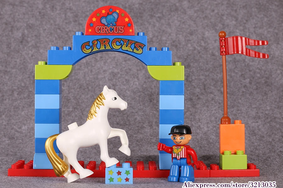 Blocos de Construção Brinquedos para Crianças Duplo Grandes Partículas Circo Mostrar Clássico Educacional Tijolos Caixa Original 65 Pçs 6 blocos de construção clássico educacional tijolos brinquedos para crianças caixa original