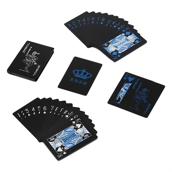 

2 Sets Frosting Baccarat Poker Card Sets Waterproof Plastic PVC Black Playing Cards Red Blue Color Wholesale
