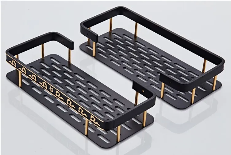 Черный алюминиевый Полки для ванной стены Кухня полка прямоугольника Ванная комната Душ Caddy хранения шампунь корзина держатель Интимные