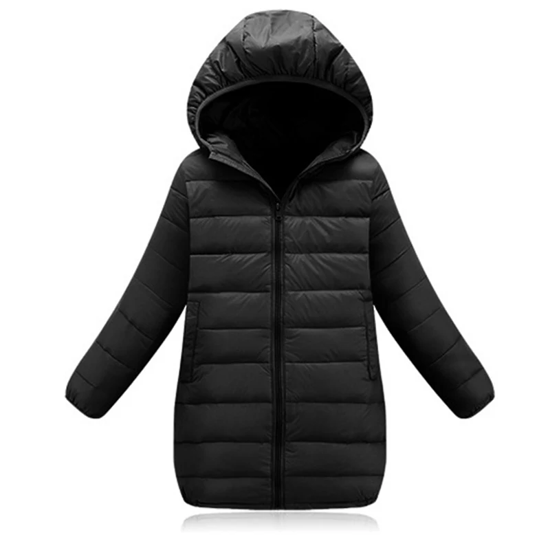 Бренд года, модные детские пуховики, пальто, плотная теплая зимняя верхняя одежда с хлопковой подкладкой для девочек, От 3 до 12 лет одежда для малышей - Цвет: black