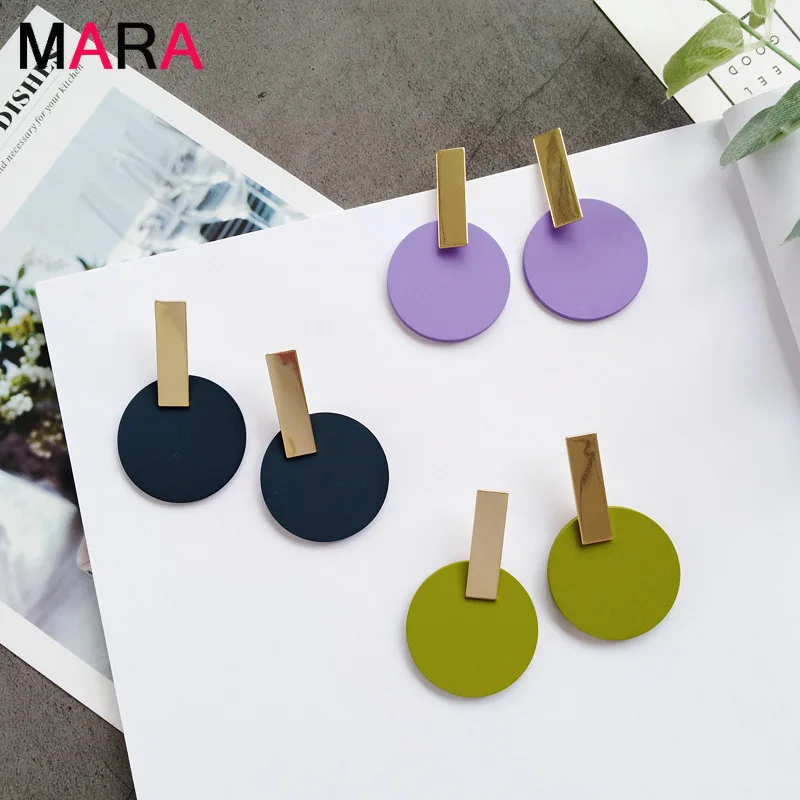 Trendy Dangle Drop Geometric Earrings Candy Color Alloy Gold Resin Earring Blue Black Earings Fashion Jewelry Women Party Gift | Украшения