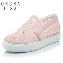 ORCHA LISA/Для Женщин Мокасины с кружевом и сеточкой женская обувь слипоны лоферы на плоской, полой подошве обувь Туфли без каблуков; Zapatos Femme C302