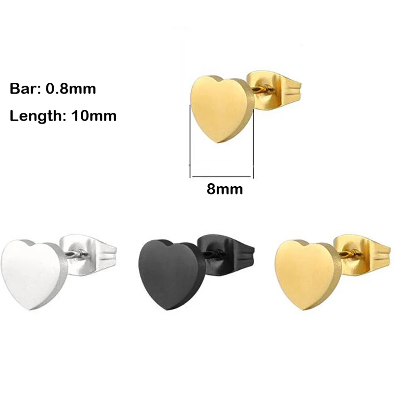 2 Pieces Gold 0.8mm Stainless Steel Heart Earring Tragus Earrings Love Girl Boy Body Piercing Jewelry | Украшения и аксессуары