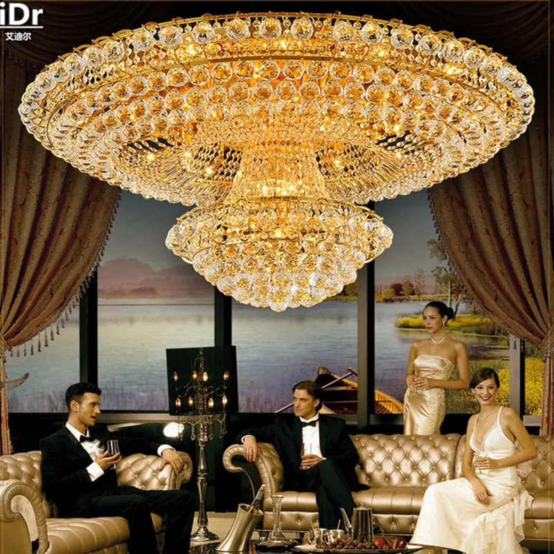 Круговой Золотой гостиной атмосфера лобби ресторан кристалл роскошный отель Dia1000mm потолочные светильники роскошные лампы