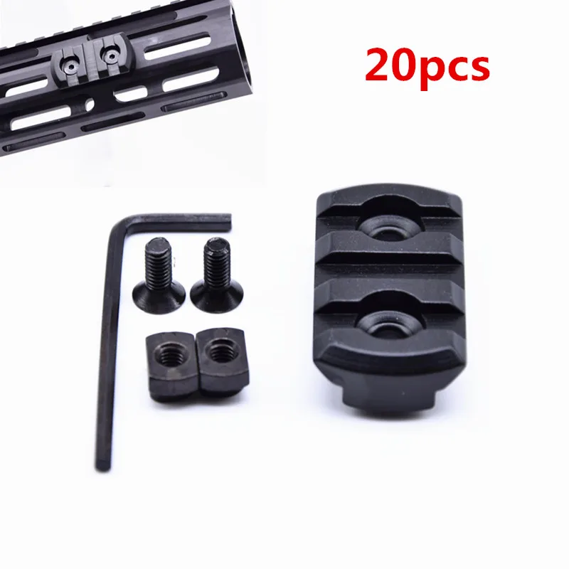 

20 pcs MLOK Rail Section AR15 M4 M16 M-lok Handguard 20mm Picatinny Rail Adapter 3 Slot Tactical Rail Base