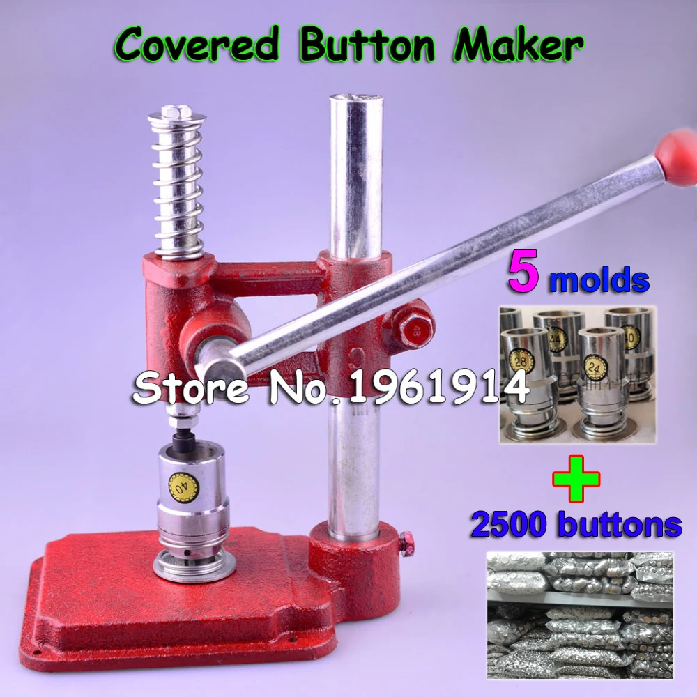 

Fabric Covered Button Press Machine Handmade Fabric Self Cover Button Maker Machines Mold Tools + 5 Molds + 2500 pcs buttons