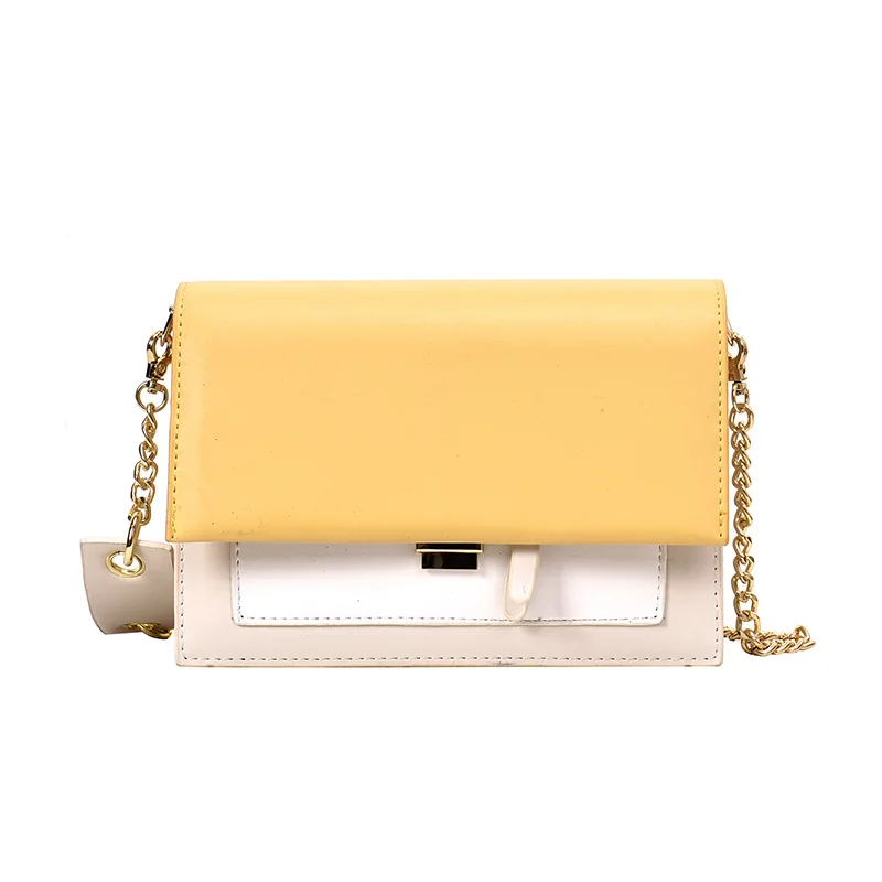 

Contrast Leather Messenger Bag Ladies Summer Chain Slung Shoulder Bag Ladies Travel Mini Handbag