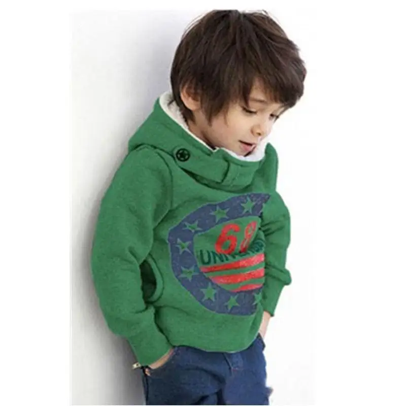 Г. Новая осенне-зимняя детская Толстая шерстяная куртка одежда для маленьких мальчиков пальто с капюшоном и рисунком детская верхняя одежда теплая одежда - Цвет: Зеленый