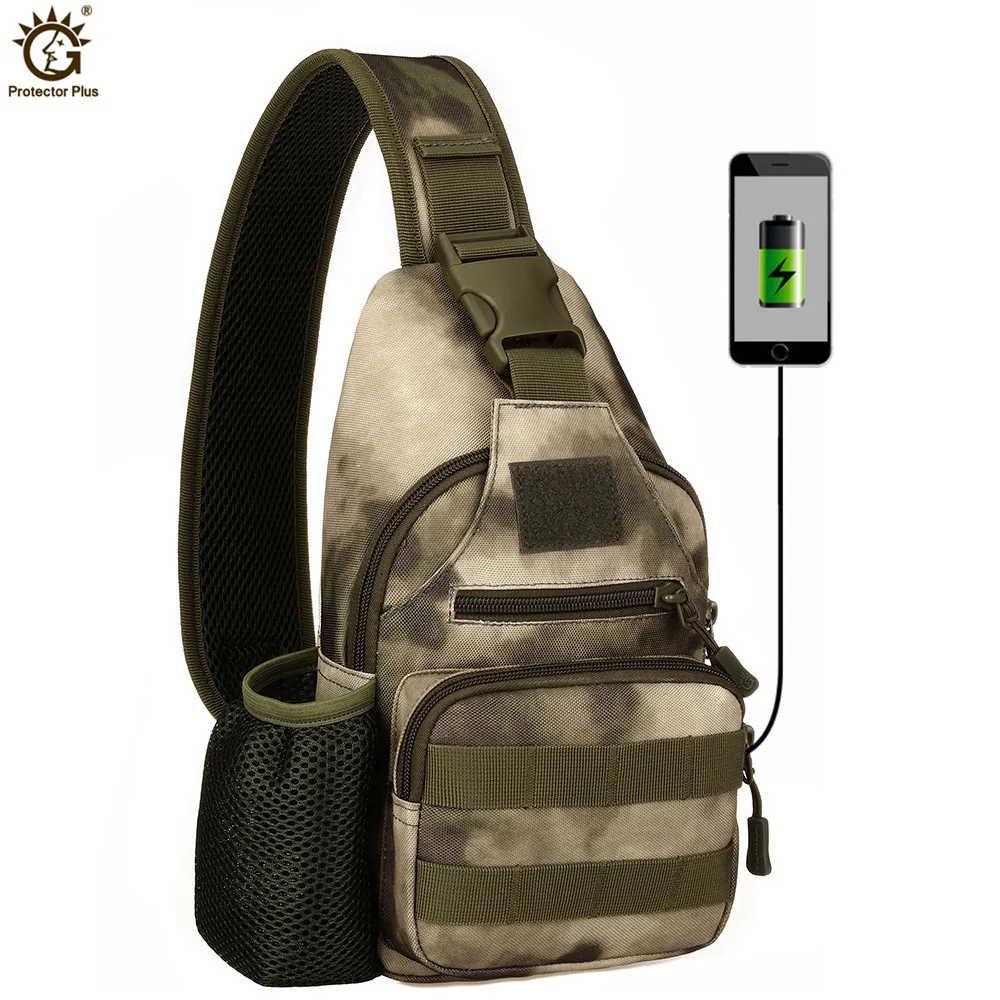 New Arrival Tactical USB Charging Chest bag Outdoor Military Camouflage Shoulder Bag Tactical Army Assault Pack mochila tactica