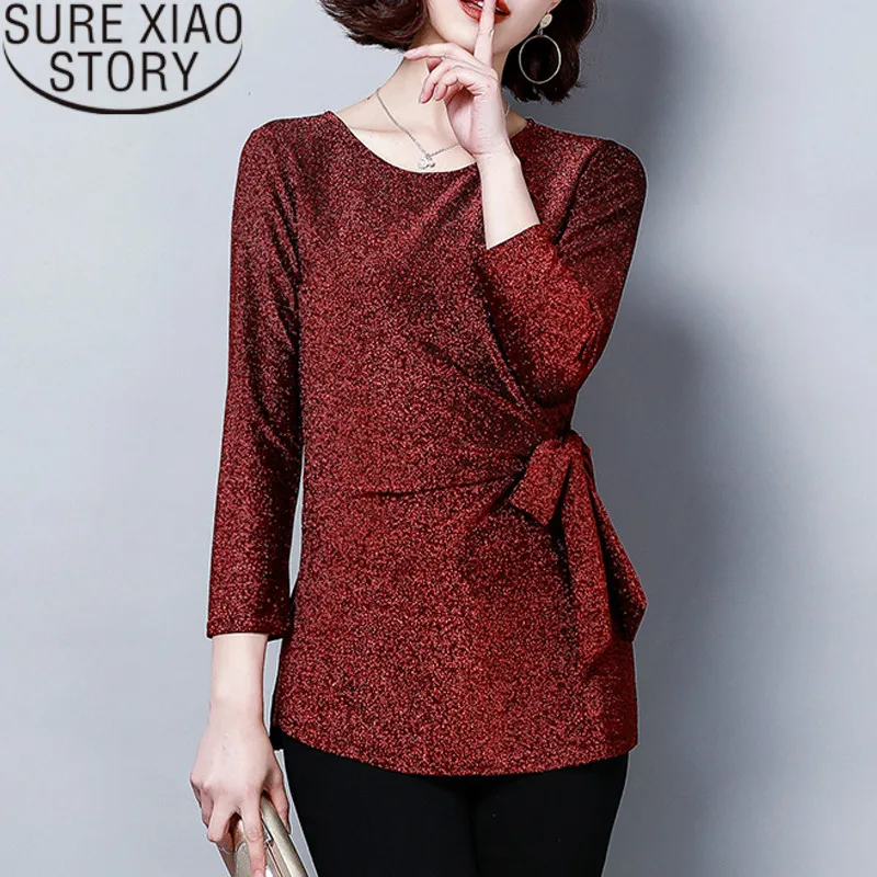 

women shirts 2019 style women T-shirt New Women's Fashion in the long-term self-cultivation black open-forked shirt 2243 50