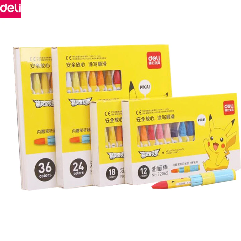 

Deli Painting Crayons Soft Pastel 12/18/24/36 Colors/Set Art Drawing Set Chalk Crayon Brush Stationery for Students