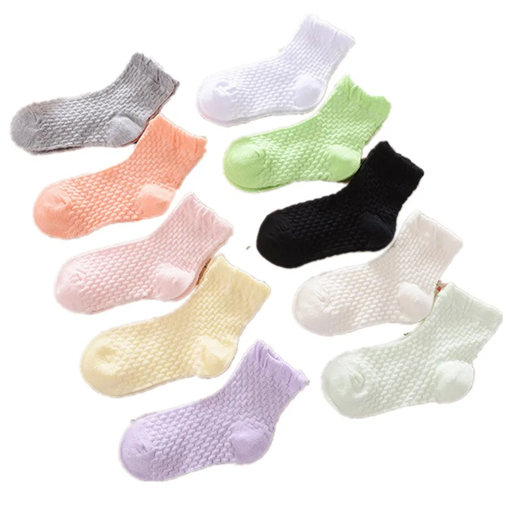 

0-12 Years Baby Boys Socks 5 Pairs Mesh Breathable Summer Children Short Sock Anklets Kids Hose Pure Solid Socks For Girls Shoe