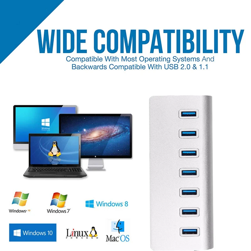 USB HUB 3 0 7 Ports USB Splitter HUB With Power Adapter USB Hab High Speed 5