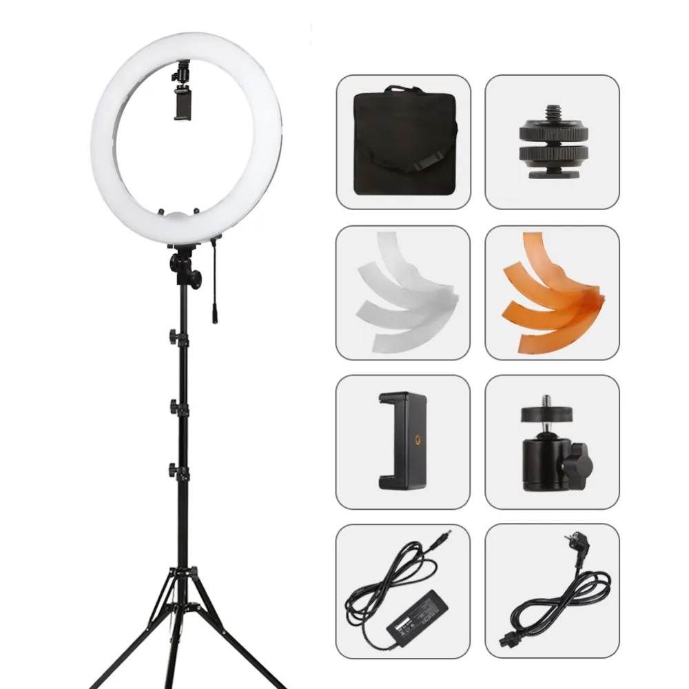 

INSEESI 18-inch LED Ring Light 5500K Dimmable Youtube Video Live Selfie Makeup Photo Photography Studio light With 180cm Tripod