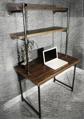 European And American Style Retro Industrial Pipes Iron Wood Desk