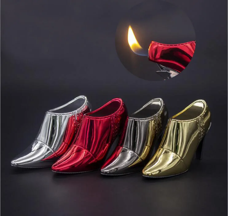 

2019 new creative fashion High heels lighter open fire new exotic shoes gas inflatable mini lighter