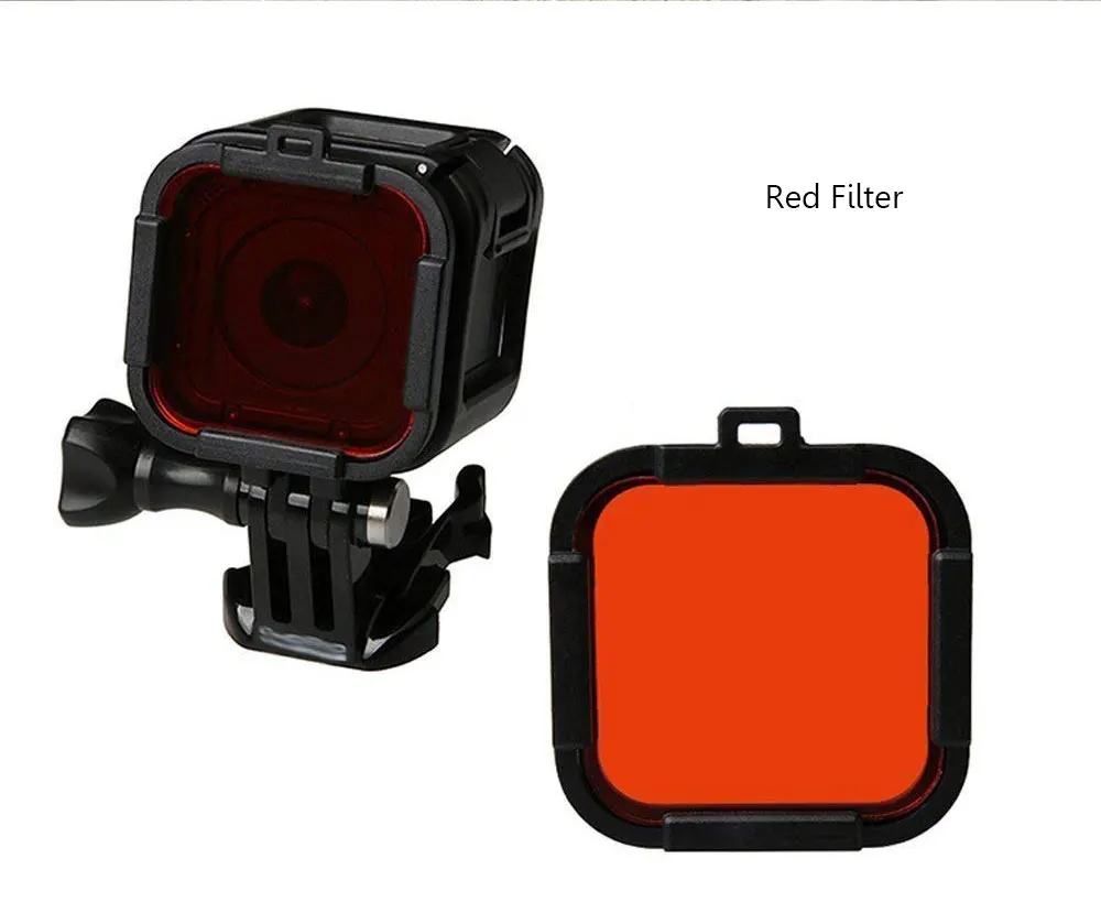 Waterproof Dive Filter 4 Color Diving Filter Red Purple Yellow Gray Lens Cap Lens Protector for Gopro Hero 4 Session 5 Session Cube (11)