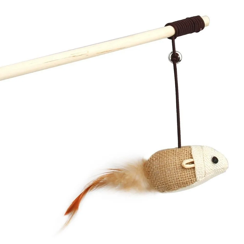 Kitten Cat Pet Feather Toy Wire Chaser Wand Teaser Feather With Bell Beads Play Funny Cat Toys Accessories  (9)