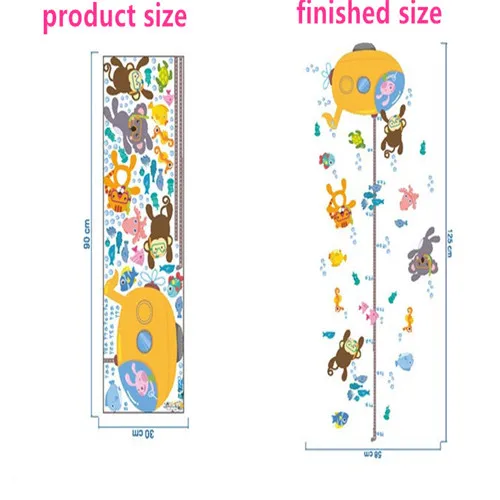 Милые животные Стек высота мера наклейки на стену Наклейка Дети виниловые обои Фреска девочка мальчик комната Рост Диаграмма наклейки - Цвет: H