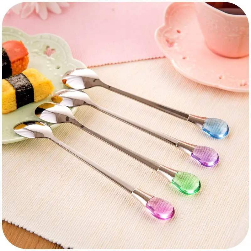 Creative Ice Cream Spoon, Stainless Steel, Long-Handled, Cake, Coffee Scoop, 4 Pcs