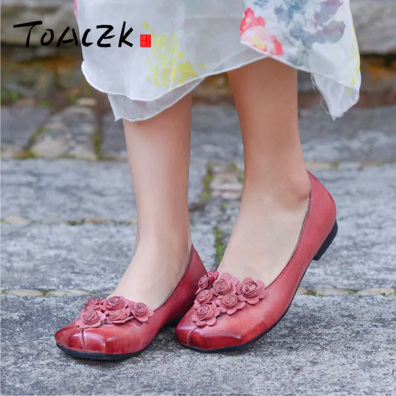 

Hand-made women's single shoes flat low heels comfortable casual shoes vintage flowers comfortable four seasons shoes