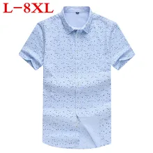 Новая Летняя Повседневная рубашка с короткими рукавами из хлопка с большим и высоким принтом, деловая рубашка, большие размеры 8XL