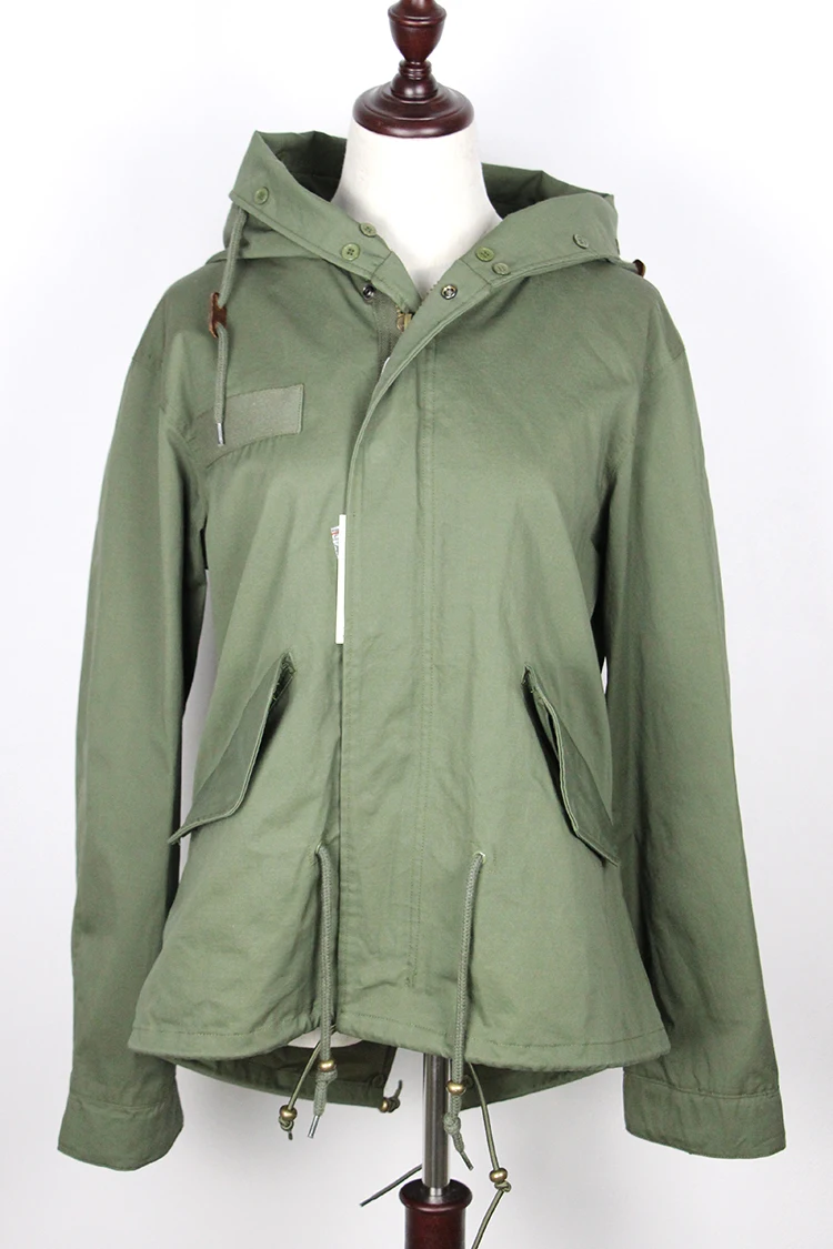high quality 2016 spring jacket women new short Army Green Hooded ...