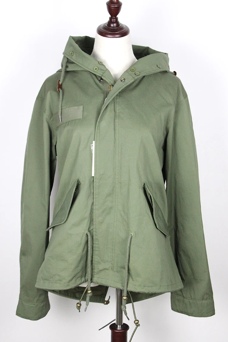 army green hooded coat