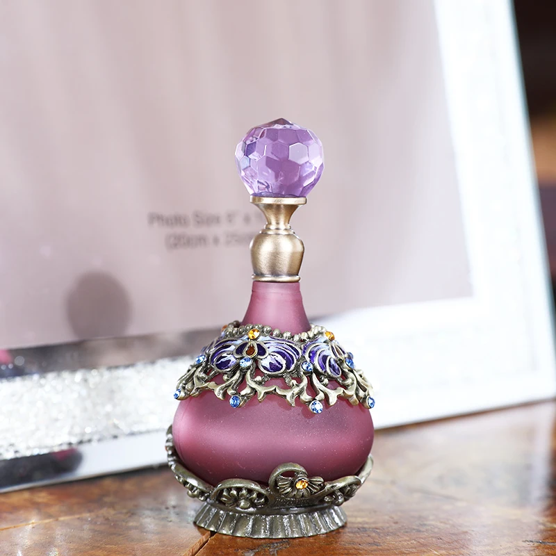 

H&D Women's Fashion 25ml Purple Vintage Refillable Crystal Decor Perfume Bottle Home Wedding Decor (Purple)