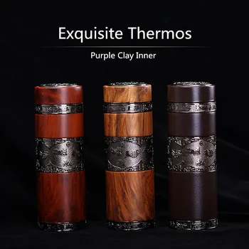 

300ml Good for Health Purple Clay Inner Insulation bottle Stainless Steel Thermos High grade Business Gifts kettle Free shipping