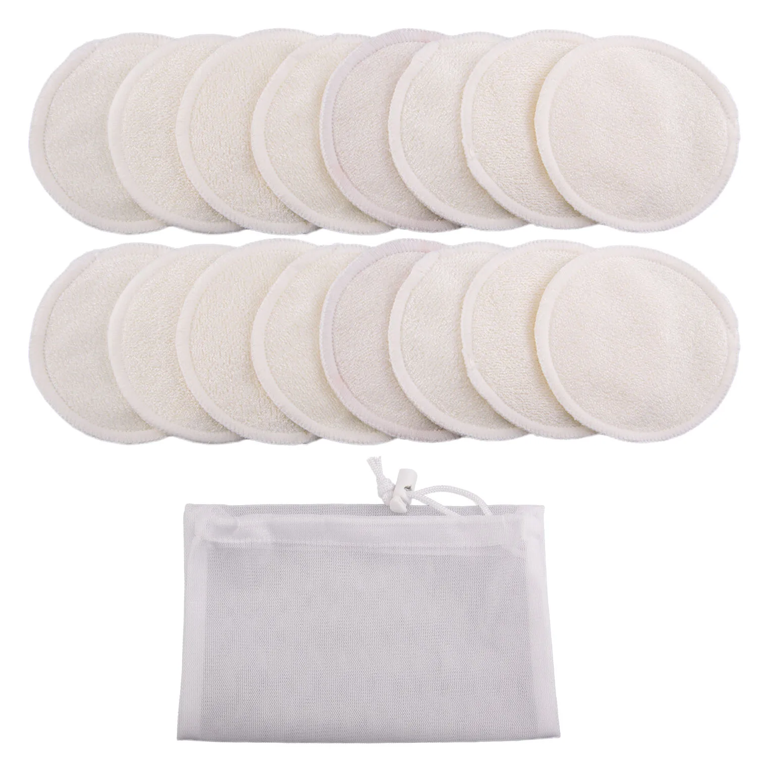 10 16 PCS Makeup Remover Pads Reusable Washable Round Bamboo Makeup 10-16-pcs-makeup-remover-pads-reusable-washable-round-bamboo-makeup