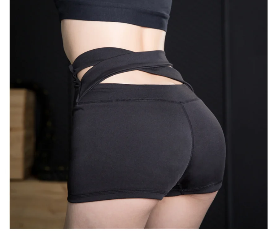 

High Quality! Nylon Fitness Jogger Shorts Women High Waist Solid Sport Workout Shorts Slim Tummy Control Gym Athletic Shorts