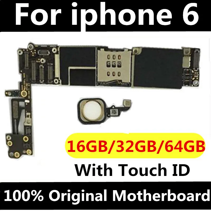 

100% Original unlocked for iphone 6 Motherboard With Touch ID/without Touch ID,for iphone 6 Logic boards,16gb / 64gb / 128gb