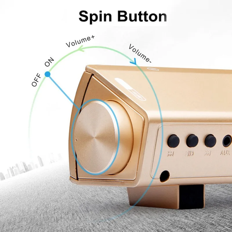 VTIN Wireless Bluetooth Speaker 4.2 SoundBar Remote Control TF Card TV Cellphone Tablet Surround Sound System TV Speaker Golden  (10)