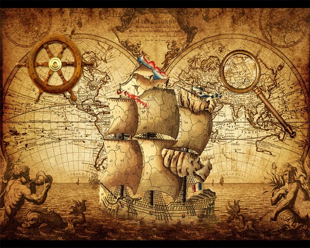 beibehang wall paper retro sailing world map mural living room sofa background wall home decoration wallpaper