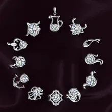 Посеребренные 12 созвездий кристалл Циркон серьги гвоздики для женщин Таурус Стрелец Дева Aries Скорпион Brincos#277775