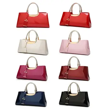 

Fashion Patent Leather Structured Shoulder Handbag Women Evening Party Satchel Crossbody Top Handle Bags
