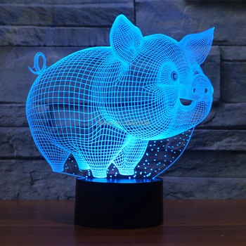 

Cute cartoon pig 3D shape night light 7 Changing Colors LED Lamp for children gift or home decor
