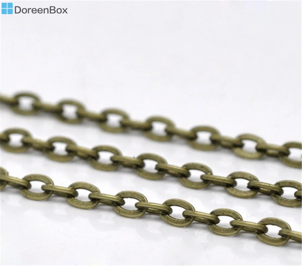 Doreen Box Милые 10 м бронзовые тона плоские звенья открытые цепи 4x3 мм (B12779)|bronze chain|10m