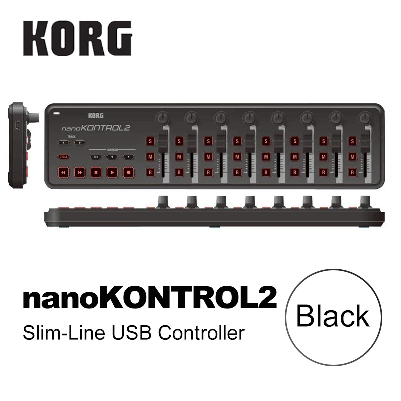 Korg nanoKEY2 nanoPAD2 nanoKONTROL2 Slim-Line USB MIDI колодки 16 Триппер колодки с USB кабелем - Цвет: nanoKONTROL2-Black