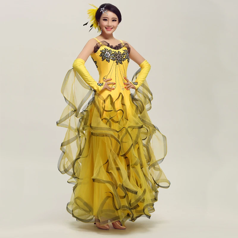 Роскошный современный танцевальный костюм для выступлений одежда стандартный бальный зал Танцы цельное платье, бальное платье, для вальса платья