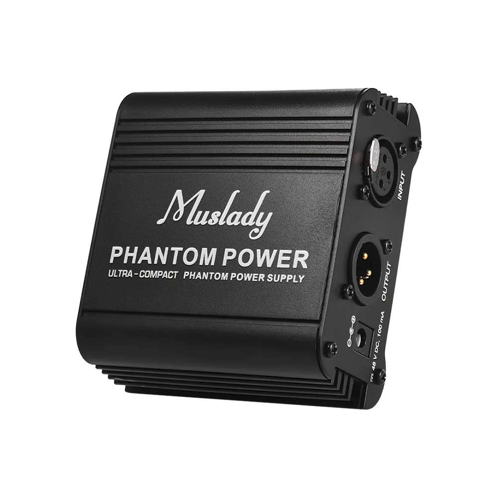 Muslady микрофон + 48 В фантомный источник питания с XLR входом и выходом для