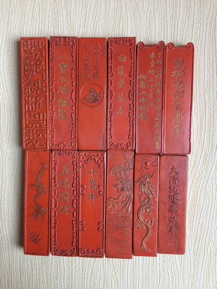 1 Piece,Old Vermilion Ink Stick,Lao Mo Chinese Zhu Sha Ink Stick Chinese Aged Solid Red Ink Stick Hui Mo