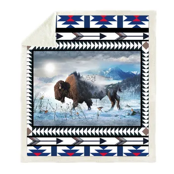 

SOFTBATFY Bull Fleece Throw Blanket Sofa Bedding Blankets Drop Ship