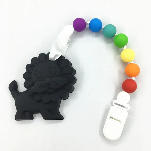 Buy Silicone Teething Pacifier Clip with lion teether